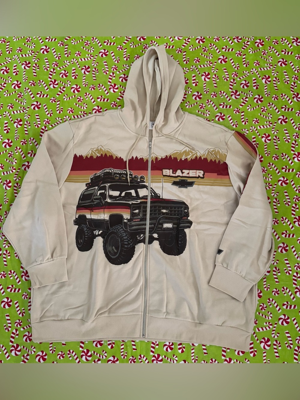 Chevy Blazer K5 Men's 5XL Full Zip Fleece Graphic Hoodie Chevrolet GM Gravel NWT - Picture 3 of 16